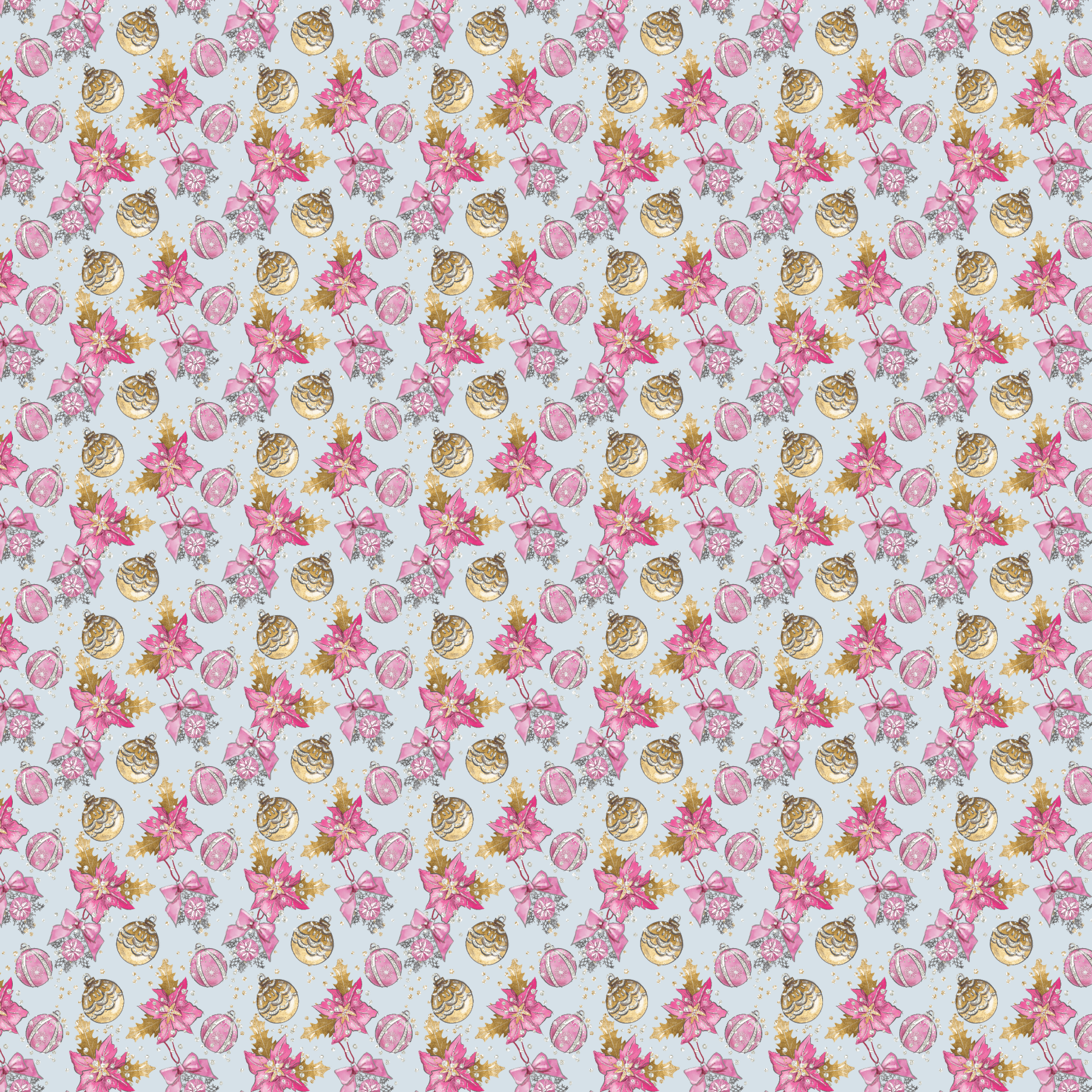 P1186 | Pink & Gold Pointsettia & Bows Pattern Acrylic Sheets - CMB Pattern Acrylic